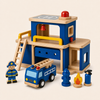 Wooden Fire Station Playset Blue variant image