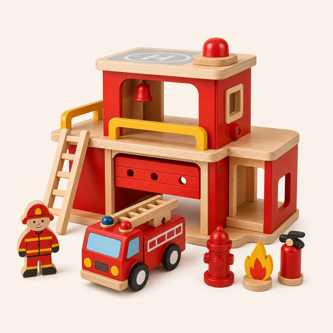 Wooden Fire Station Playset clean product image