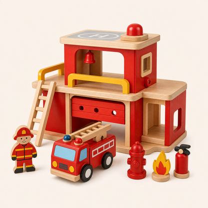 Wooden Fire Station Playset clean product image