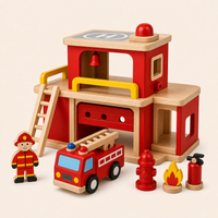 Wooden Fire Station Playset Red variant image